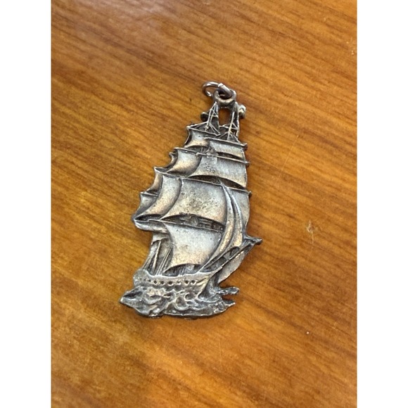 The Unbranded Brand Jewelry - Vintage Nautical Tall Ship Cutter Pendant Pewter Nautical Sailing